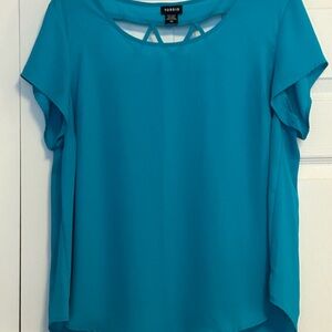 Torrid Teal Blouse with Cutout Detail